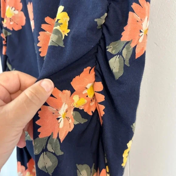 Isabel Maternity Navy Floral Side Ruched Scoop Neck T-Shirt Dress XL New - Picture 10 of 10